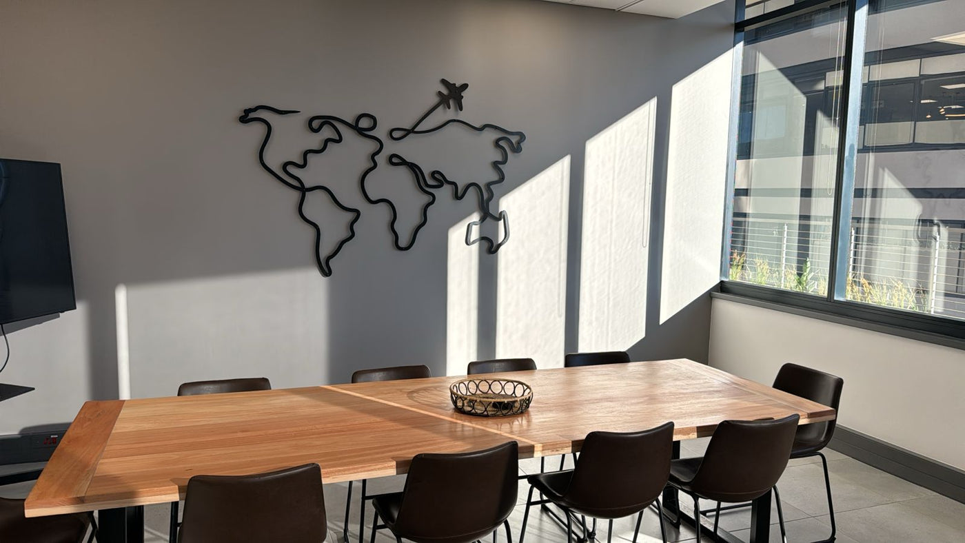 World Map Airplane Metal Wall Art